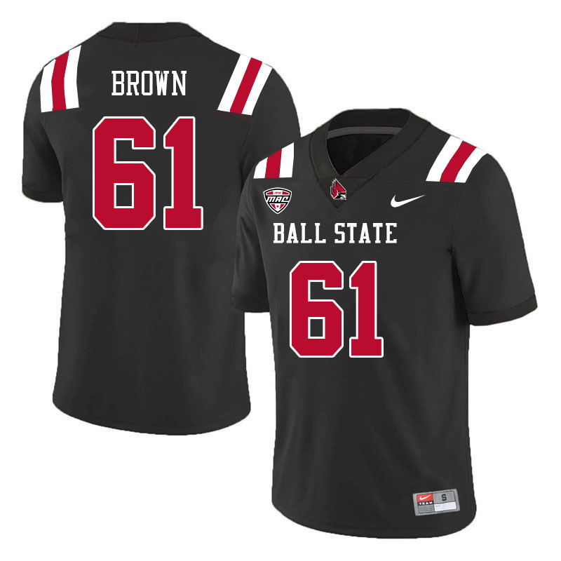 Ball State Cardinals #61 Ethan Brown College Football Jerseys Stitched Sale-Black